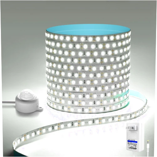 CHNMALITAI 16.4Ft Motion Activated White LED Strip Lights 6500K Motion Sensor Night Light 12V 600LED Closet Light for Bedroom Kitchen Stair Closet Hallway