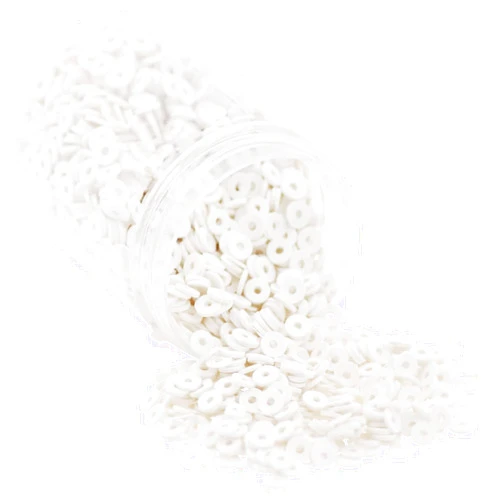 Mandala Crafts 4mm White Heishi Beads - 6000 Flat Polymer Clay Disc Beads for Jewelry Making Round Spacers, Necklaces and Bracelet Making