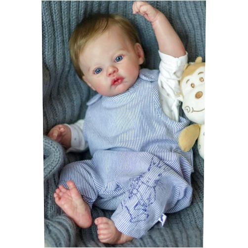 iCradle Reborn Baby Dolls 19 inch Silicone Vinyl Full Body Realistic-Washable Newborn Toddler Dolls Anatomically Correct with Clothes and Toy Accessories Gift for Kids Age 3+ (Blue Eyes silicone body)