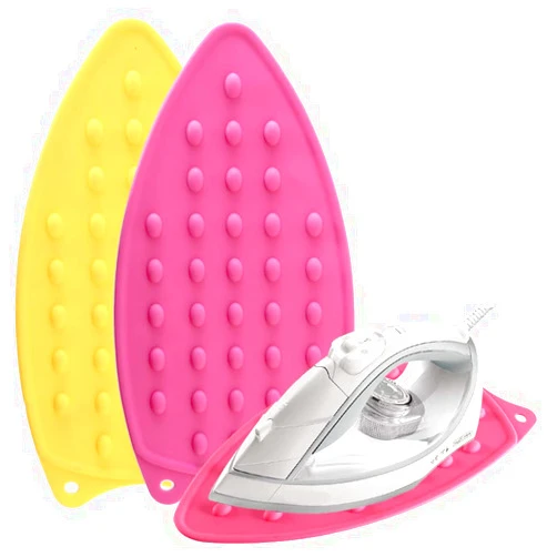 JCSMARTEC 2-Pack Silicone Iron Rest Pad, JCSMARTEC Hot Resistant Mat for Ironing Board, Thicker Series Easy to Use with Wall Hole, and Multicolor for Home Decorate (Red+Yellow)