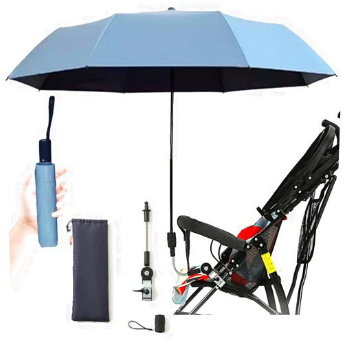 Nakazawa Universal Baby Parasol, Baby Stroller Sun Shade Sun Protection Sun Shade for Strollers, Waterproof Umbrella for Trolley Bike, Bicycle Umbrella with Holder Clip Clamp (sky blue)
