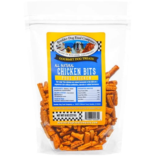 Boulder Dog Food Company Chicken Bits: Pure Chicken Dog Treats - All Natural Treats for Dogs. Vet Approved, Limited Ingredients, Grain Free, Healthy & Nutritious Treats for Dogs (Chicken, 8oz)