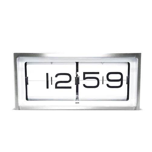 LEFF amsterdam Brick Flip Clock for Wall or Tabletop Quiet Traditional 24h Stainless Steel/White