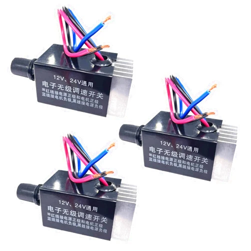 LDCRE DC Motor Speed Controller Universal 12V 24V 10A Electronic Stepless DC Speed Controller Rotary Switch for Car Truck Fan Heater Control Regulator 3Pack