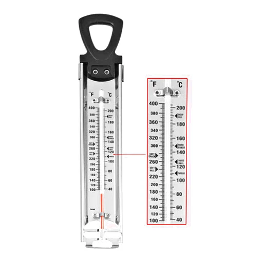 Defull Candy Thermometer with Pot Clip & Hanging Ring Handle Stainless Steel Cooking Thermometer Food Thermometer Deep Fry Thermometer Classic Candy Thermometer