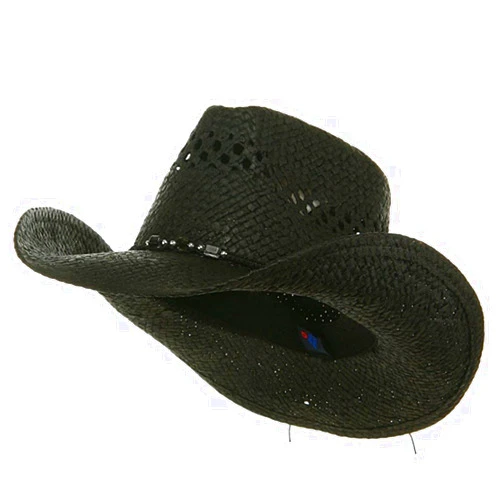 Mega Cap MG Womens Straw Outback Toyo Cowboy Hat, Black