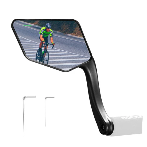 ROCKBROS Bike Mirror Handlebar Mount Bar End Mirror, 360° Adjustable Bicycle Mirrors for Handlebars, HD Automotive Grade Glass, Scratch-Resistant for E-Bike, MTB, and Electric Bicycles Left