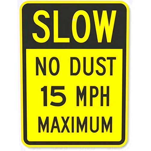 IKYUEE Traffic Street Sign Warning Plaque Slow - No Dust 15 Mph Maximum, Wall Art Decor Safety Warning Signs for Outdoor Tin Sign 8 X 12 Inch