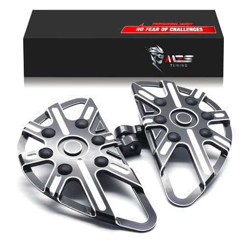 MZS Motorcycle Floorboards, Touring Foot Pegs Male Mount Footboards Black Skeleton Compatible with Electra Glide/Road Glide/Street Glide/Road King/Dyna/Softail/Sportster/V Rod