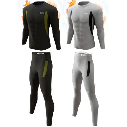 romision 2 Pack Thermal Underwear for Men Long Johns Fleece Lined Hunting Gear Bottom Top Set Base Layer Cold Weather XS-4XL