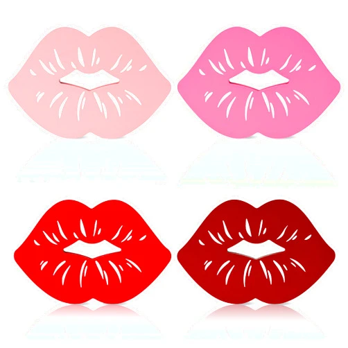 WATINC 4PCS Valentine Lips Wooden Tiered Tray Sign Table Decor, Happy Valentine's Day Tabletop Wood Centerpiece, Romantic Sweet Double-sided Lip Shaped Decoration for Wedding Engagement Party