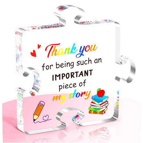 Futricy Teacher Appreciation Gifts for Women Men, Christmas Stocking Stuffers Graduation Gifts for Her Him Friends Classmates, Unique Acrylic Puzzle Plaque 3.9x3.3 Inch Decorative Sign