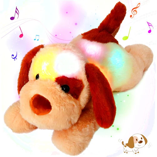 Cuteoy Musical Plush Dog Stuffed Animal Soft Glowing LED Light-up Nightlight Toys Singing Lullabies Birthday Christmas Plushies Puppy Gifts for Kids Boys Girls,14