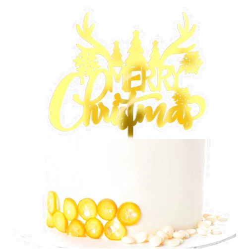 Kaoenla Acrylic Merry Christmas Cake Topper-Christmas Theme Happy Birthday, Jesus' birthday,Baby Shower, Christmas Party Selected cake decoration supplies (2)