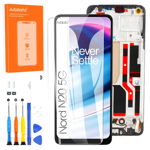 Arbilato Not Original Screen for Oneplus Nord N20 5G Screen Replacement for 1+ Nord N20 5G LCD Screen GN2200,CPH2459 Touch Display Digitizer Assembly Repair Parts（Black with Frame）