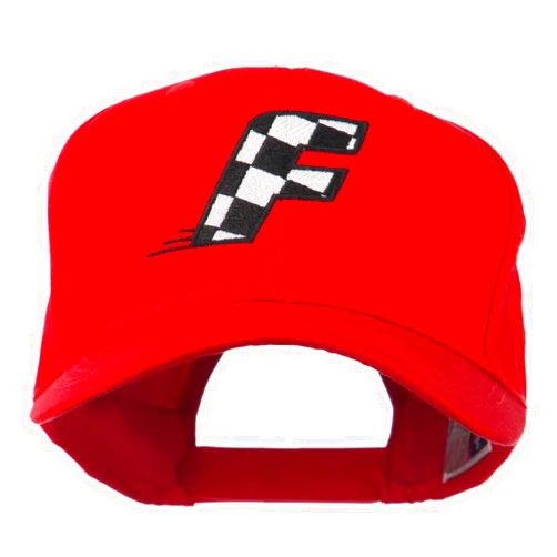 E4Hats.com Checkered Flag Alphabet Embroidered Red High Profile Cap