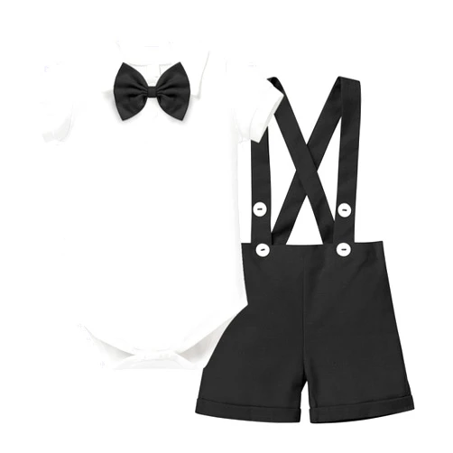 IBTOM CASTLE Baby Boys Formal 1st Birthday Onesie Gentleman Outfits Wedding Suit Cake Smash Bowtie Baptism Clothes