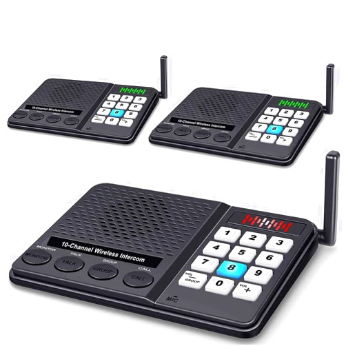 GLCON Wireless Intercom System for Home House Business - Room to Room Home Intercom System - 5300 Feet Intercoms Wireless for Home Communication - 3 Pack