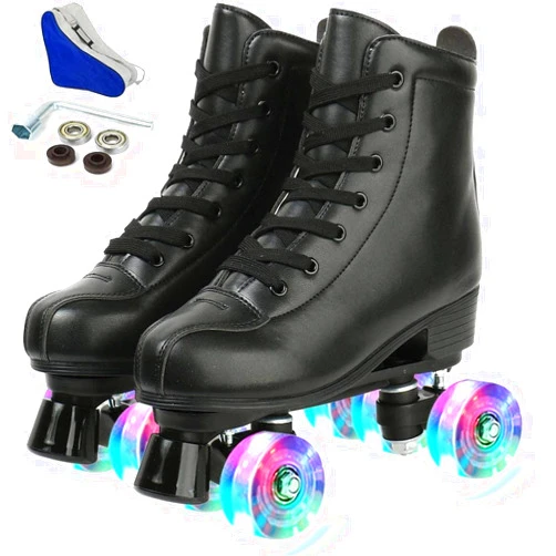 Jessie PU Leather Skates - Premium Adjustable Four-Wheel Roller Skates for Women, Men, Boys & Girls - Indoor & Outdoor