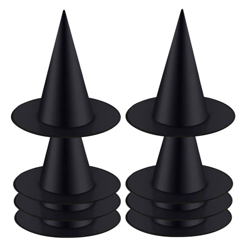 Aneco 8 Pack Halloween Costume Witch Hat & Wizard Hats Witch Costume Accessory for Witch Theme Decoration Halloween Party