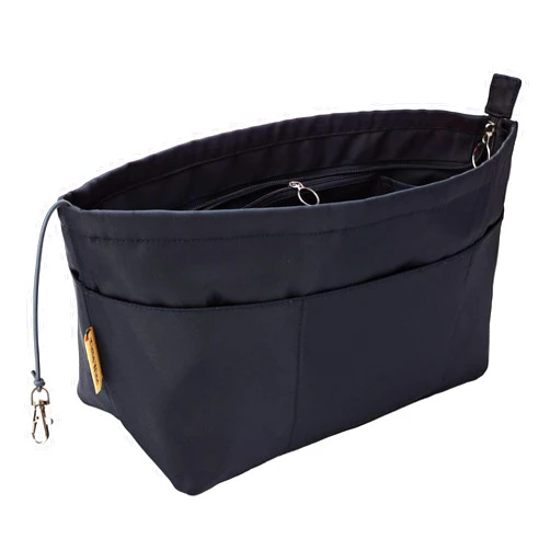 Time Wing Purse Organizer Insert Tote Handbag Organizer Pocketbook Divider Bag in Bag Shaper Liner Multi Pockets Compartments Zippers Key Chain Large Black