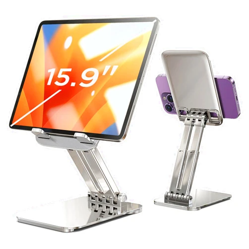 LISEN Adjustable and Foldable Tablet Stand for Desk, Portable and Stable, Compatible with 4.7-15.6 inch Devices