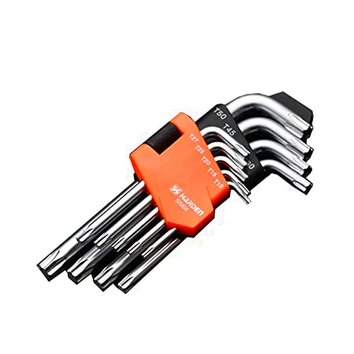 Edward Tools Star Key Wrench Set - Hardened Chrome Steel Screwdriver Set with Organizer Clip - Straight or L - T10 T15 T20 T25 T27 T30 T40 T45 T50 (Short)