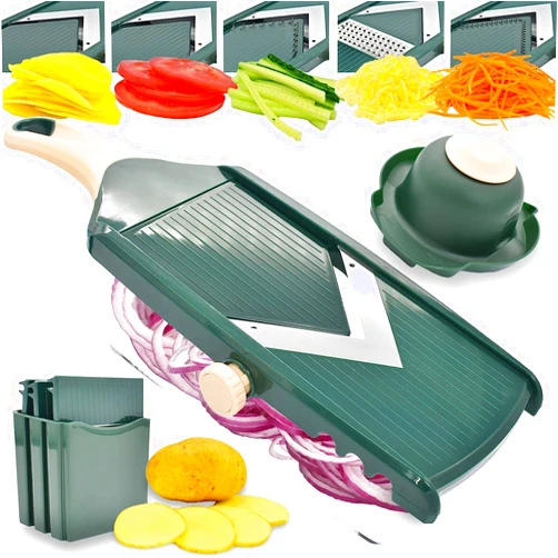 NACOLUS Adjustable Mandoline Food Slicer for Kitchen,Ultra Sharp V-blade Vegetable Slicer with Container,Slicer Vegetable Cutter,julienne slicer, Potato Slicer for Apple,Onion,Tomato lemon Slicer