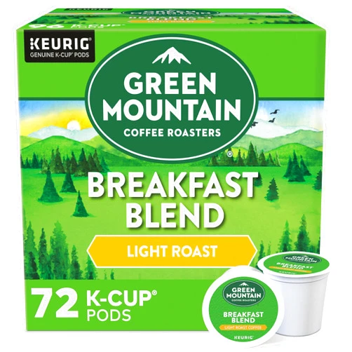 Green Mountain Coffee Roasters Breakfast Blend Single-Serve Keurig K-Cup Pods, Light Roast Coffee, 72 Count