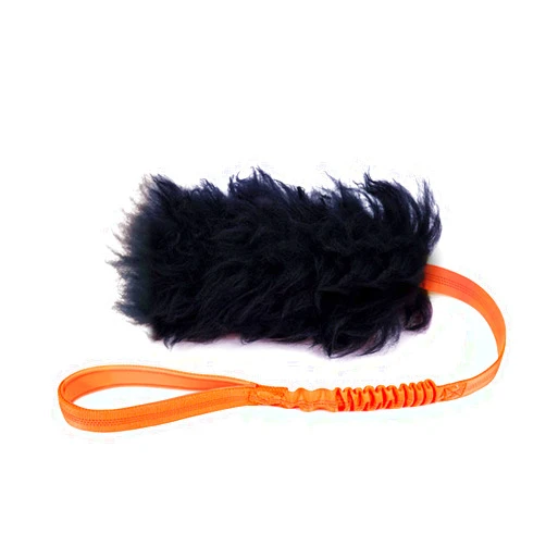 HOWGO Dog Rope Toy,Dog Bungee Chaser Toy 100% Sheepskin,Sheep Smell Tug Toy for All Breeds (Orange, Small)