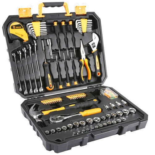 DEKOPRO 128 Piece Tool Set-General Household Hand Tool Kit, Auto Repair Tool Set, with Plastic Toolbox Storage Case