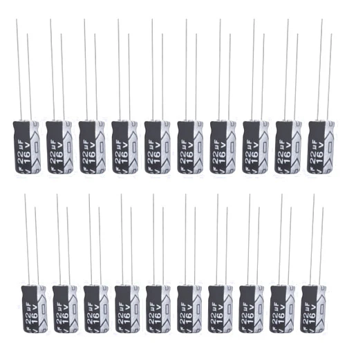 ALLECIN 22uF 16V 4x7mm Electrolytic Capacitor 22 UF MFD 16 Volt 0.16x0.28in Aluminum Capacitors (Pack of 20)
