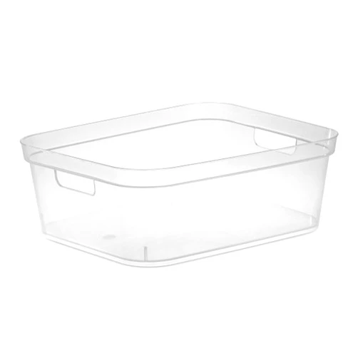 Sterilite 5.25 x 12.25 x 15 Inch Medium Modern Storage Bin w/Comfortable Carry Through Handles & Banded Rim for Household Organization, Clear 24 Pack