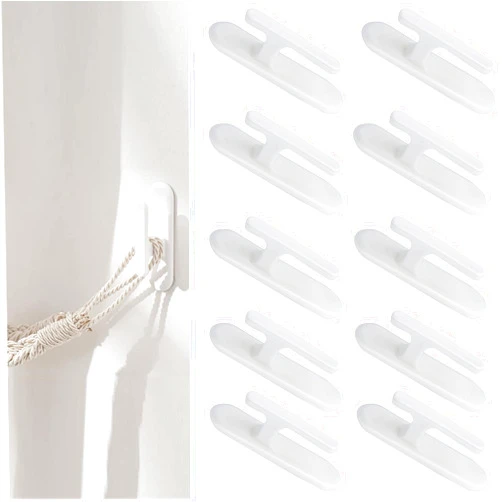 Jihugu 10 Pieces Blind Cord Winder Safety Adhesive Blind Cord Holder Blind Cord Hooks Window Curtain Blind String Holder,Hook Wrap Cleats Baby Proofing,for Home Office Window Blinds. (White)
