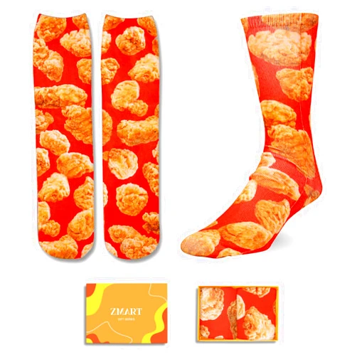 Zmart Funny Chicken Nugget Socks Chicken Wing Socks for Men Women, Novelty Chicken Nugget Gifts, 3D Printed Socks