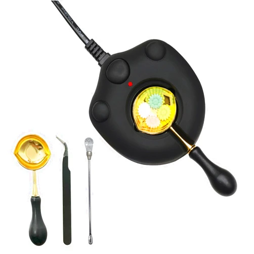 MINGYUESKY Black Electric Wax Seal Warmer Kit with Spoon and Tweezers, Great Tool for Melting Sticks Sealing Wax Beads (Black)