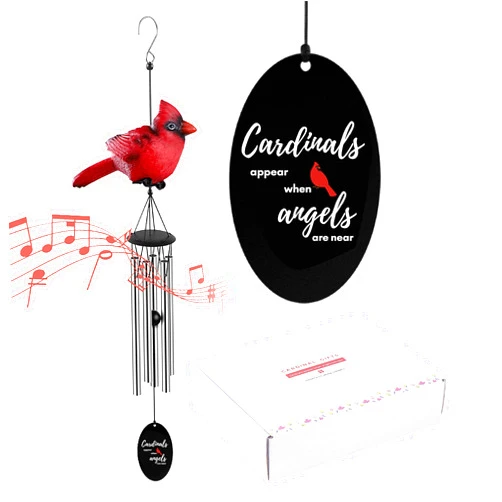 YOUNTASY Cardinal Gifts, Cardinal Wind Chimes, Cardinal Memorial Gifts for Loss of Loved One, Sympathy Gift Ideas for Bereavement, Condolence, Remembrance, Red Cardinal Figurine Decor, 26