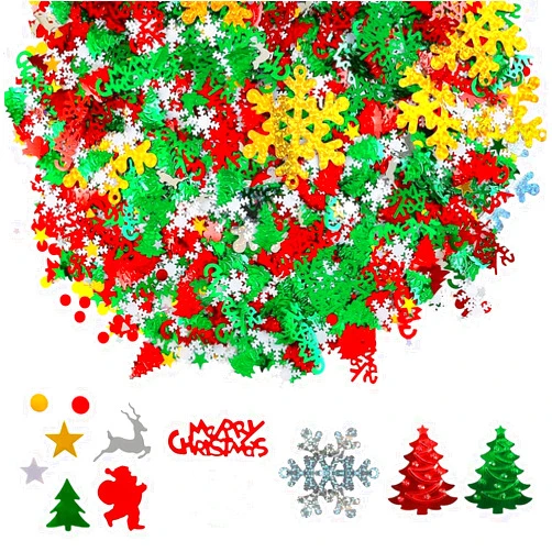 UCLEVER 3.5oz Christmas Confetti Table Glitter 5000pcs Metallic Foil Confetti Sequins Table Confetti Bright XMS and New Year Decoration Party Decoration