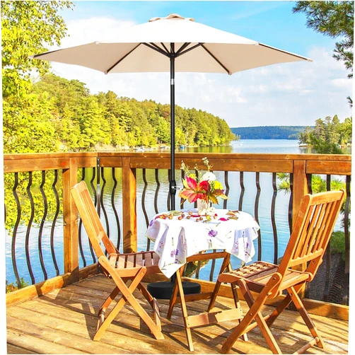 Bed Bath & Beyond Autlaycil 9ft Patio Outdoor Patio umbrella With Push-Button Tilt & Crank Khaki