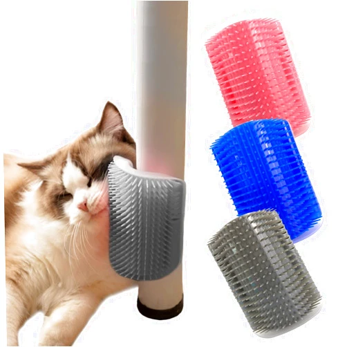 PENINSUAL LOVE 3pc Cat Self Groomers Wall Corner Cat Grooming Brush Massage Brush Toy with Catnip for Short Long Hair Cat Kitten Puppy