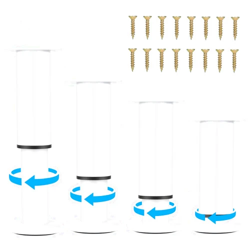 KONIGEEHRE (Upgraded Metal Adjustable Furniture Legs 4.7-7 inch, Heavy Duty Cabinet Legs Extension for Couch/Bed/Desk/Sofa/Table/Chair/Dresser, Replacement Legs for Furniture Set of 4 –White