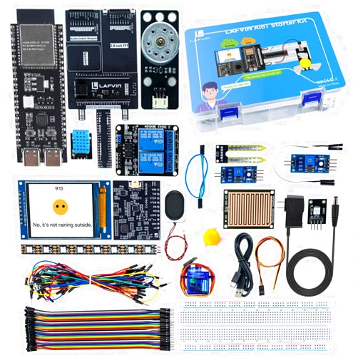 LAFVIN AIoT Starter Kit, ESP32-S3 AI Voice Control Electronics Starter Kit, DHT11 Temperature Humidity Sensor, Servo, Relay for Smart Home & IoT DIY Projects