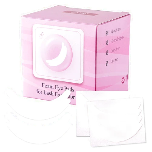 Pretty memory 100 Pairs Foam Eye Pads for Lash Extensions, Lint Free Hypoallergenic Sticky Lash Pads, Under Eye Pads for Lash Extensions, Lash Tech Supplies Must Haves, Latex Free