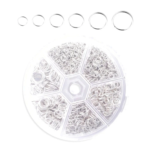 KALIONE 1000pcs Open Jump Rings[4mm - 10mm], Silver Metal O-Ring, 6 Sizes Plated Round Ring Connectors, Jump Rings for Jewelry, Lobster Clasps for Jewelry Making Supplies