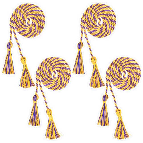 Beautyflier® Pack of 4 Graduation Honor Braided Cords with Sewing Tassels Polyester Yarn Honor Cord for Bachelor Gown for Graduation Students (Purple & Gold(4pcs))