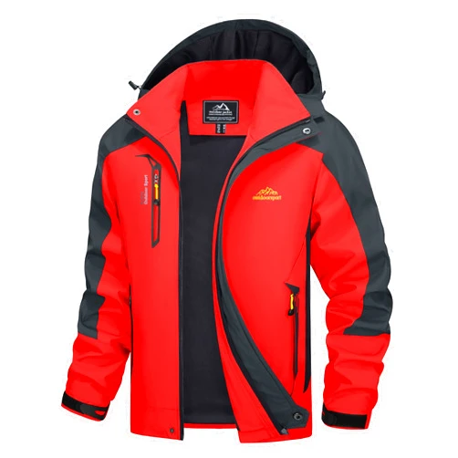 MAGCOMSEN Men's Hooded Windproof Water Resistant Rain Jacket Windbreaker 4 Pockets for Hiking Fishing