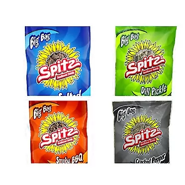 Spitz Sunflower Seeds Variety Bundle, 6 oz (Pack of 8) includes 2-Bags Salted Flavor + 2-Bag Cracked Pepper Flavored + 2-Bags Smoky BBQ Flavor + 2-Bags Dill Pickle Flavored Bbq,Pepper,Dill,Pickle,Salted