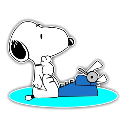 Decals Peanuts Snoopy Typewriter Cartoon - Sticker Graphic - Auto, Wall, Laptop, Cell, Truck Sticker for Windows, Cars, Trucks