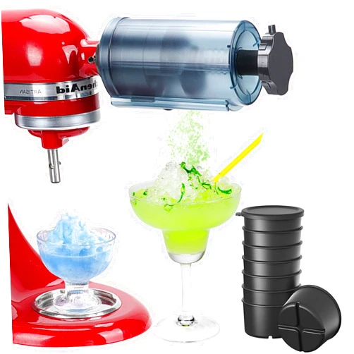 Fedowal Shaved Ice Attachment for KitchenAid Stand Mixer, Shaved Ice Machine for Kitchenaid Mixer Attachments with Coarse and Fine Blades, 8 Ice Cube Molds