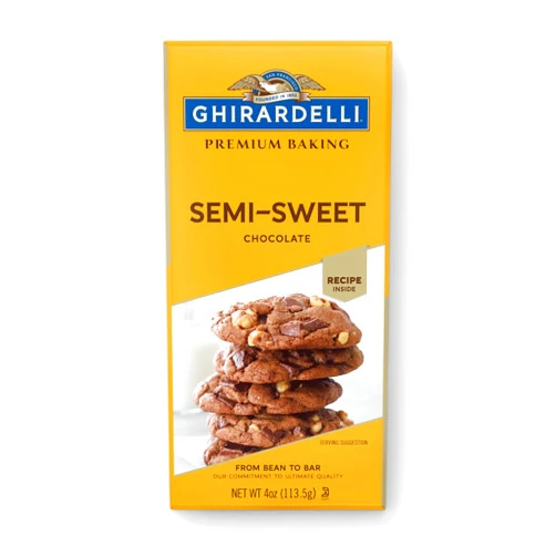 GHIRARDELLI Premium Semi-Sweet Chocolate Baking Bar, 4 oz – Smooth Baking Chocolate for Brownies, Fudge & Desserts